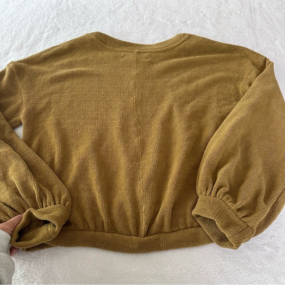 *SOLD* Free People FP Beach Happy Pullover Sweater in Yellow Mustard Size Large - Picture 8 of 11